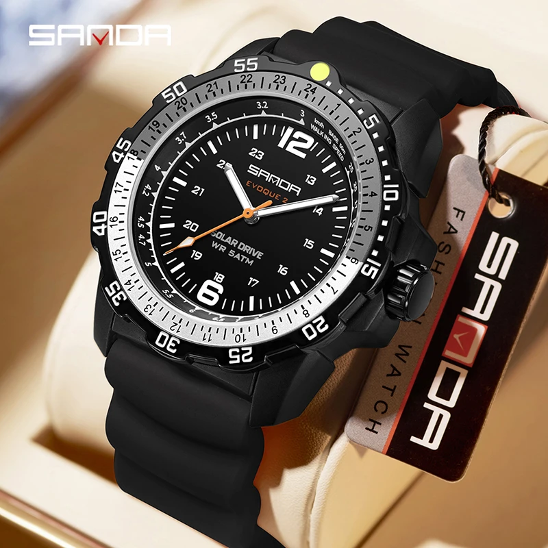Solar Powered Watch - SANDA Yeni Lüks erkek Güneş enerjili