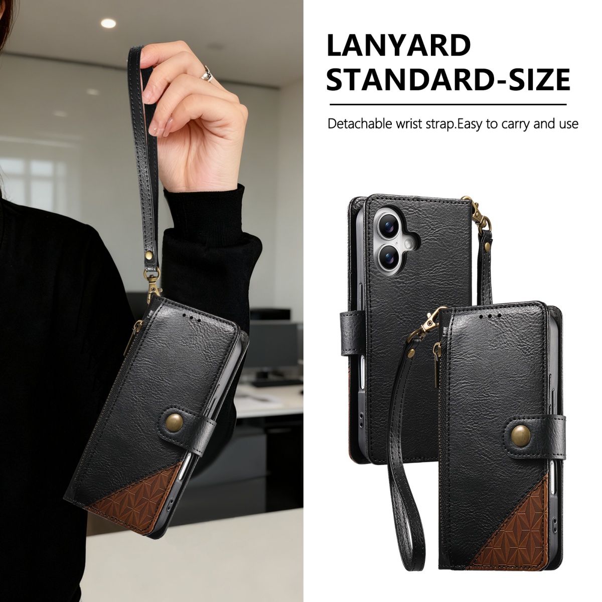 Samsung Galaxy Strap - PU Deri Fermuarlı Bileklik Askılı Cüzdan