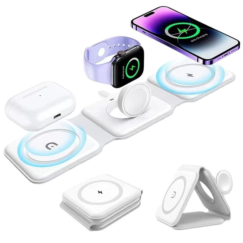Smartwatch Watches For Iphone - 3'ü 1 Arada Manyetik Katlanabilir Kablosuz