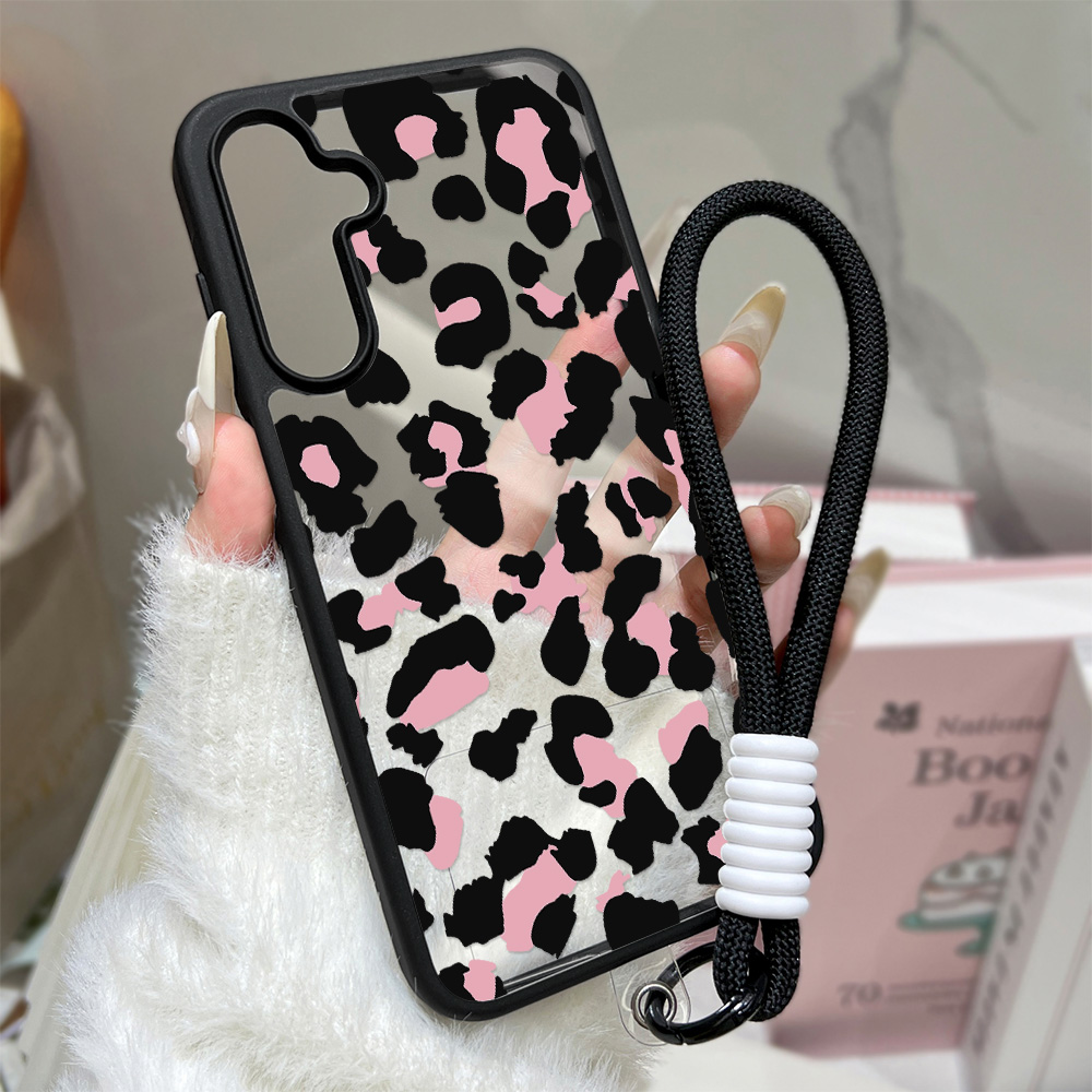Samsung Galaxy Strap - Leopar Desenli Telefon Kılıfı Samsung Galaxy