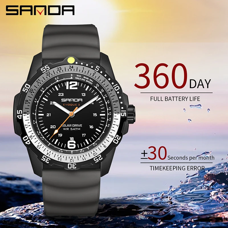 SANDA Yeni Lüks erkek Güneş en - Solar Powered Watch incelemesi ve fiyatı