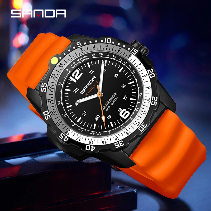 SANDA Yeni Lüks erkek Güneş en - Solar Powered Watch incelemesi ve fiyatı